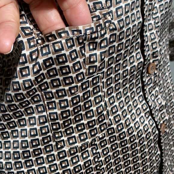 Mandarin & Mint Silk Geometric Pattern Dress Shirt - Picture 4 of 13